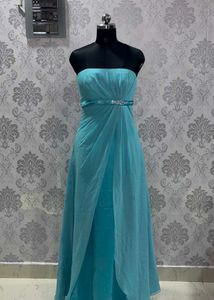 Aqua Strapless Gown