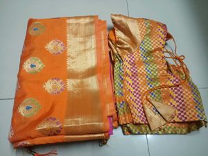 Orange Saree with Blouse