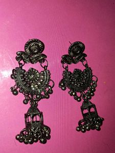 Oxidized Jhumka Earrings