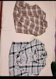 Two Plaid Button-Down Shirts