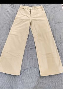 Beige Wide Leg Jeans