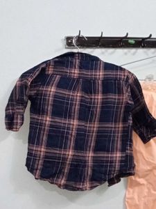 3 years old peach blu girl shirt lower co ord  set