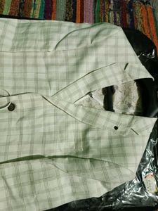 LOUIS PHILIPPE Men Cream Check Formal Blazer