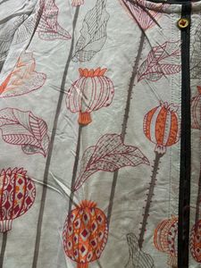 Printed Grey &amp; Orange Kurta