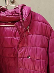 Pink Puffer Jacket with Hood