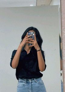 Black Button-Down Top