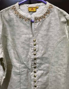 Embroidered Beige Kurti