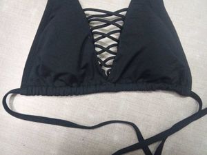 Black Lace-Up Bikini Top