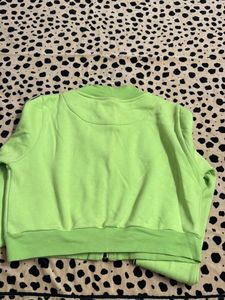 Women Lime Green Hooded Crop Jackets