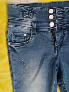 Denim Designer Capri Jeans For 8 To 10 Year