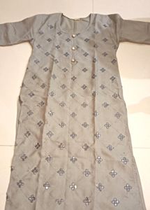 Grey kurti With Mirror Work