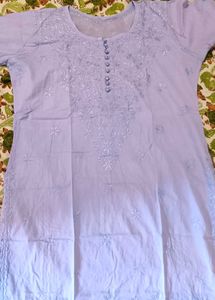 Chikankari Cotton Kurta With Palazzo