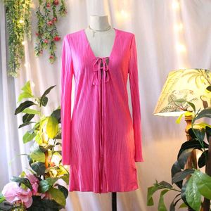 Urbanic Pink Plisse Mini Dress
