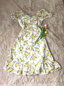 Floral Print Yellow Dress