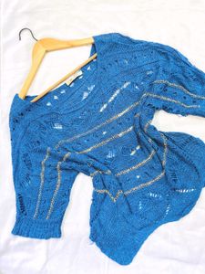 Pinterest Blue Knit Top C