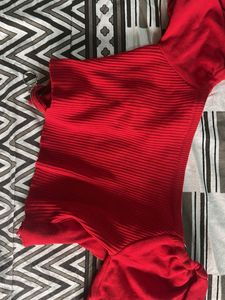 Red Zipper Crop Top
