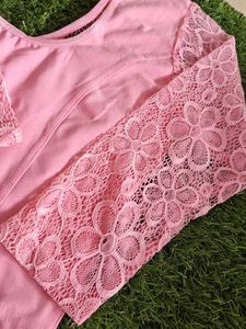Beautiful Pink Lycra Blouse For Women