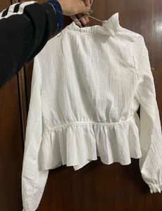 White Ruffled Crop Top