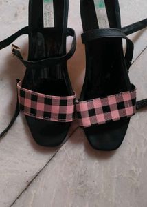 Black And Pink Flat Sandal
