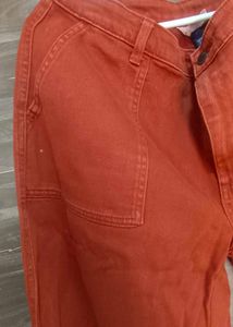 Rust-Colored loose feet denim pant