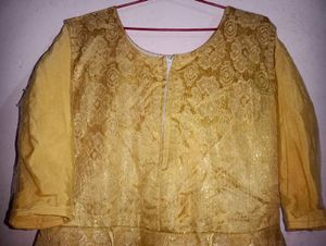 Elegant Gold Anarkali Gown