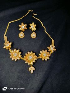 Beautiful Necklace With Earrings. Colour Is Dull From Some Parts Of Flowers, Pls Check Properly Before Grab