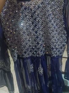 Embroidered Blue Tunic Top