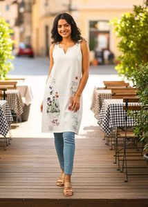 Floral Print White Dress