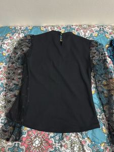 Black Sheer Sleeve Top