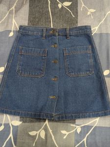 Blue Button Up Denim Skirt