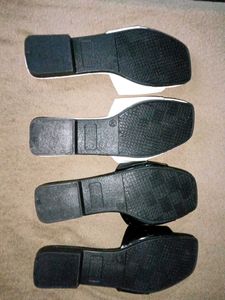 Black &amp; White Slip-On Sandals