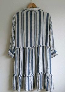 Striped Ruffle Shirt Dress