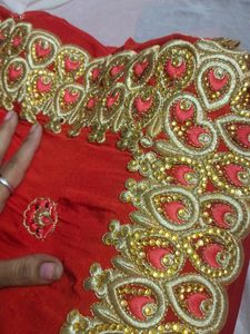 Heavy Border Work Saree With Blouse Piece