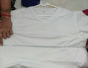Mens White V Neck T shirt