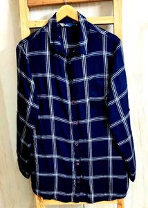 Blue Plaid Flannel Shirt Size-44