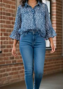 Stylish Blue Print Blouse