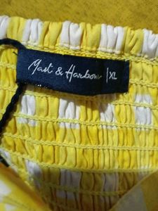 Yellow Checkered Crop Top