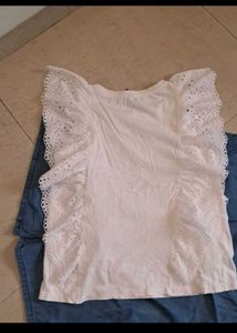 2Tops &amp;2 Denim Short Nd Plazo Combo