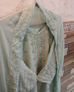 Sea Green Bead Work Kurta Set