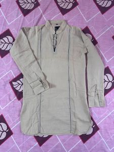 Beige Linen Kurta