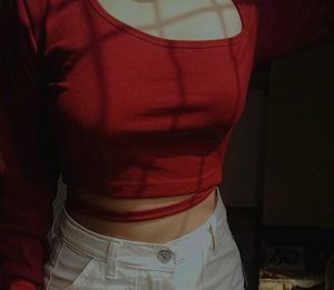 maroon korean style crop top