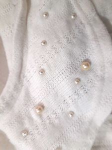 Coquette core White Top With Pearls