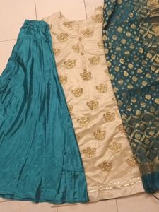 Kurti Plazo Set With Banarsi Dupatta Festive Wear