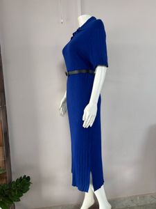 Cobalt Blue Knit Polo Dress