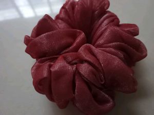 Red Fabric Hair Scrunchie