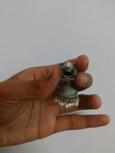Black Stone Jhumka Earrings