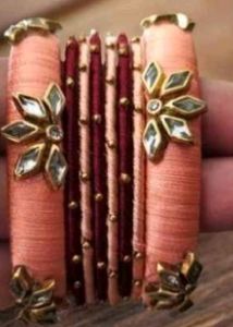 Designed Bangles With Fitting Kundans