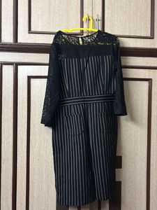 Striped Lace Midi Dress