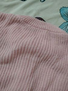 Pink Knit Button Sweater