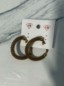 Gold Beaded Hoop Earrings